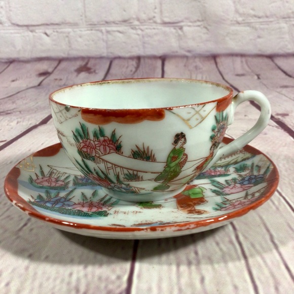 Vintage Other - Vintage Geisha Girl Hand Painted Porcelain Cup and Saucer